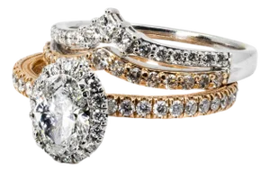 Late 20th Century Pair of 0.90 Oval F SI2 GIA Verragio Wedding Set