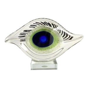 Murano Glass Evil Eye Sculpture Illuminati Italian Sommerso Art Glass Statue Mid Century Vintage