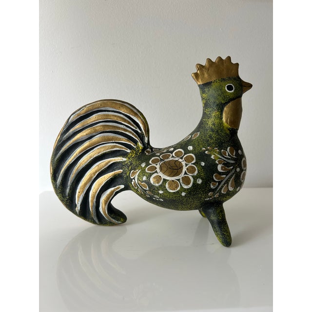 Mexican Vintage Ceramic Handpainted Rooster, Portugal For Sale - Image 3 of 8