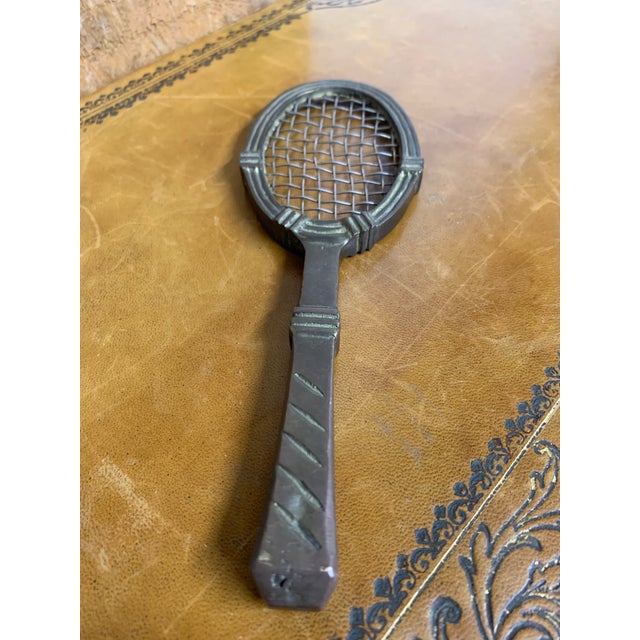 Vintage Brass Tennis Racket Paperweight For Sale - Image 4 of 6