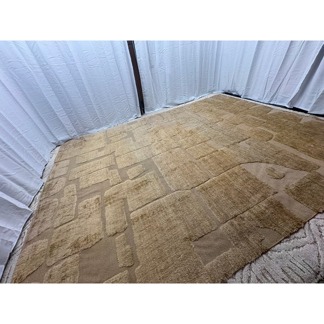 Rh Ilyas Hand-Knotted Wool Rug — 10' × 14' Camel | 100% Wool | Sculpted Texture For Sale - Image 11 of 18