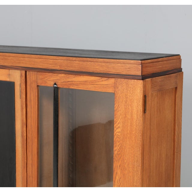 Wood Art Deco Modernist Oak Three-Door Bookcase, 1920s For Sale - Image 7 of 10