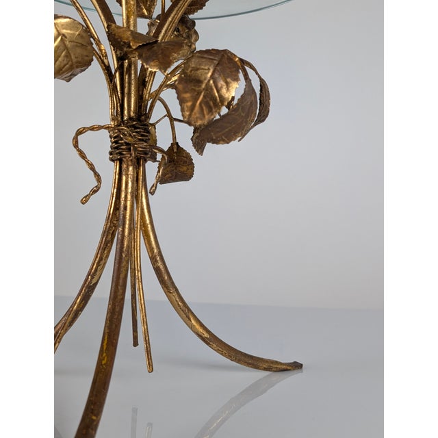 Mid-Century Modern Gilt Metal Floral Rose Side Table, 1970s For Sale - Image 16 of 18