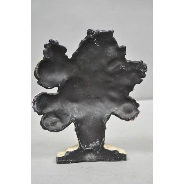 Metal Antique Victorian Cast Iron Figural Floral Bouquet Basket Pink Painted Door Stop For Sale - Image 7 of 10