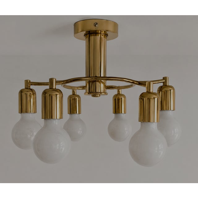 Hollywood Regency Space Age Brass Ceiling Light For Sale - Image 6 of 11