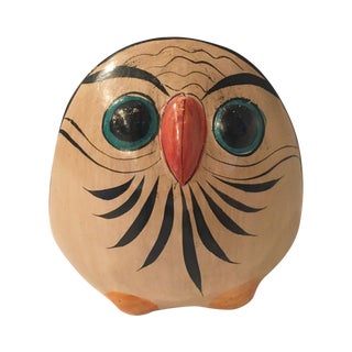 Mid-Century Folk Painted Owl For Sale