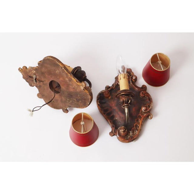 Paint Baroque Wall Lights in Linden Wood, 1960s, Set of 2 For Sale - Image 7 of 12