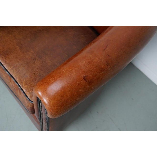 Animal Skin Set of Vintage Dutch Cognac Colored Leather Club Chairs For Sale - Image 7 of 17