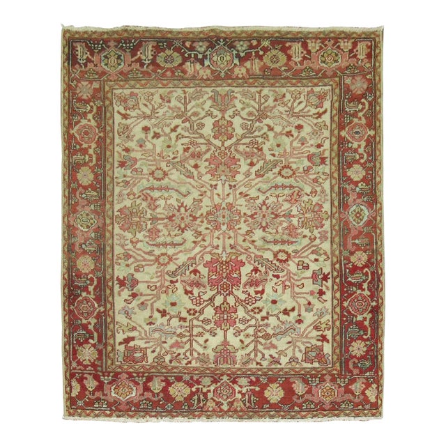 Square Vintage Persian Heriz Carpet For Sale
