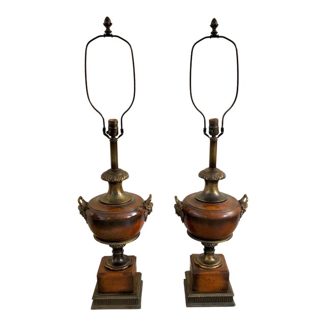 Vintage Frederick Cooper Wood Urn Table Lamps- a Pair For Sale