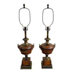 Vintage Frederick Cooper Wood Urn Table Lamps- a Pair