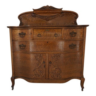 1900s Antique Oak Cabinet Sideboard For Sale