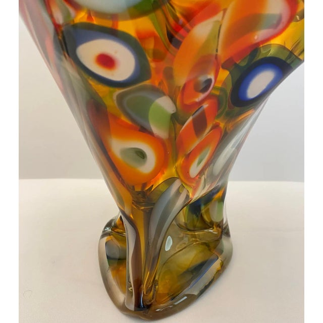 Large Murano-Style Multi-Colored Art Glass Vase With Aventurine, 1960s For Sale In Miami - Image 6 of 7