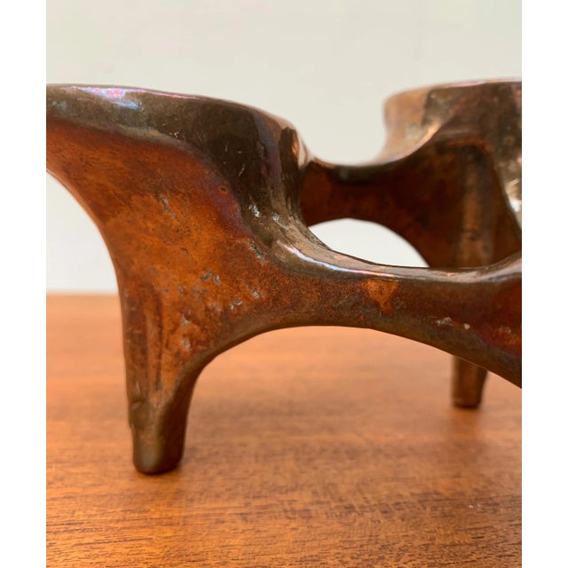 Brutalist Candle Holder from German Manufacturer Harjes. This flat candleholder follows organic forms. I have official...