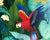 Large 30" X36" oil on canvas painting featuring a tropical Hawaiian scene with Lush foliage and a red parrot in mid-...