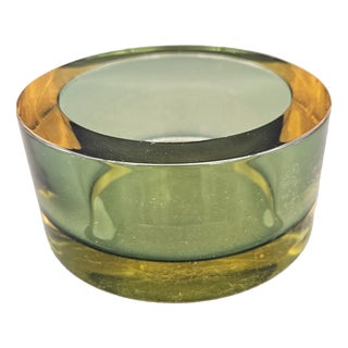 Yellow and Green Sommerso Murano Glass Bowl by Gino Cenedese, Italy, 1960s For Sale