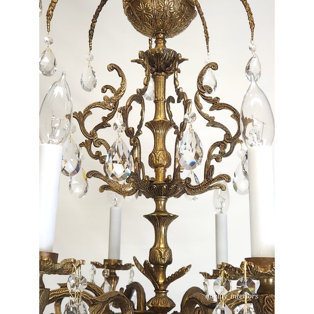 Brass Antique Shimmering Sumptuous Stately Brass Cut Lead Glass Crystal Chandelier For Sale - Image 8 of 11