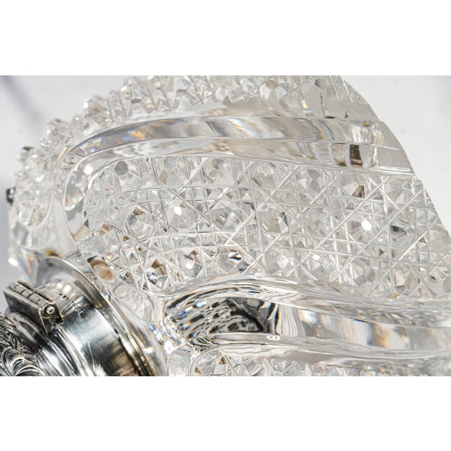 Magnificent Large Paperweight Style Cut Crystal Antique Victorian Sterling Silver Desk Inkwell Home Decor For Sale - Image 15 of 18