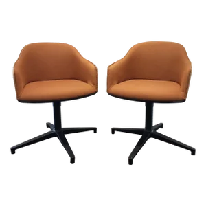 Early 21st Century Vitra Soft Shell Persimmon and Black Base Chair- A Pair