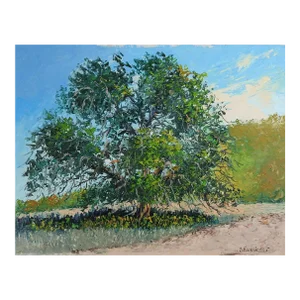 Late 20th Century Impressionist Oak Tree Landscape Painting