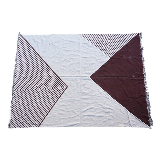 Large Kelim Throw with Geometric Pattern, 1970s For Sale