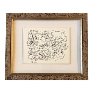 Original Contemporary Wayne Cunningham Abstract Ink Drawing Framed For Sale
