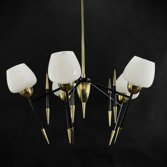 Mid-Century Sputnik Ceiling Lamp in the style of Maison Lunel, 1950s For Sale - Image 3 of 12