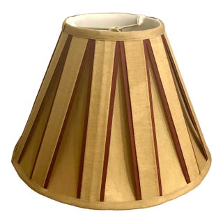 English Silk Box Pleat Lampshade With Burgundy Insert For Sale