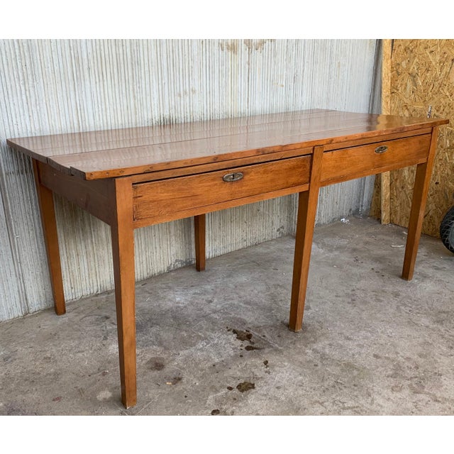 Early 20th Spanish Mobila Country Farm Desk Table or Butcher Block For Sale - Image 12 of 18