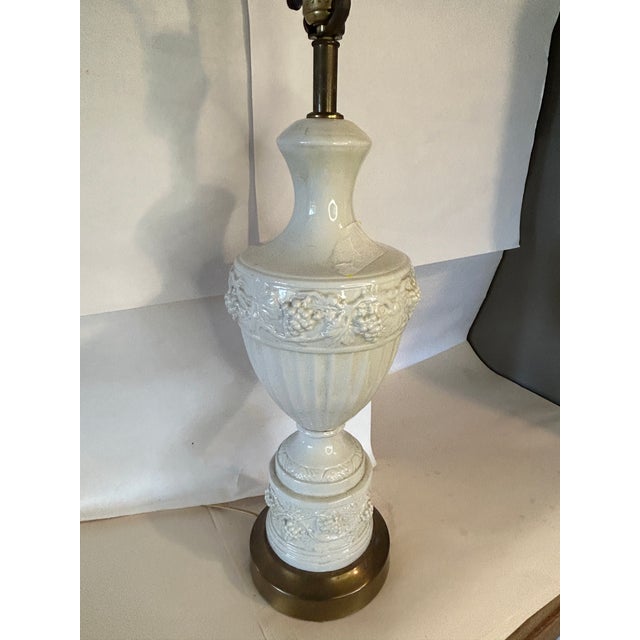 Vintage Wedgwood Style Queensware Style White Porcelain Lamp With