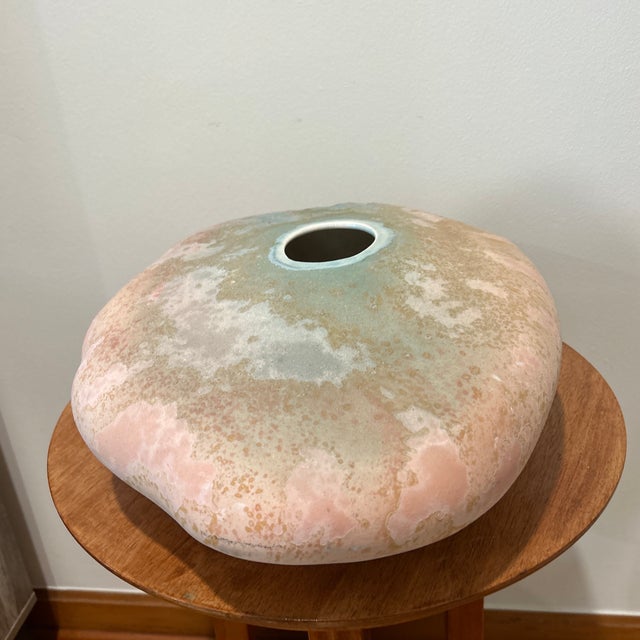 Contemporary Monumental Modernist Large Raku Vase by Tony Evans (1942- 2009 ) Organic Freeform Shape Signed For Sale - Image 3 of 12