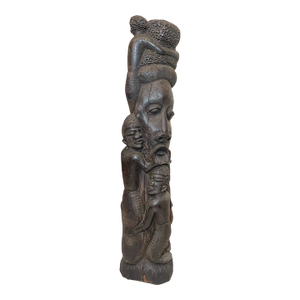 Large Antique Hand Carved African Wooden Makonde Tribe Totem Sculpture Statue