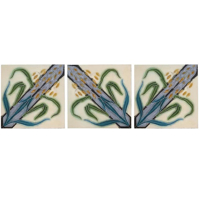 Antique Tiles from Gilliot Frères, 1930s, Set of 4 For Sale - Image 4 of 9