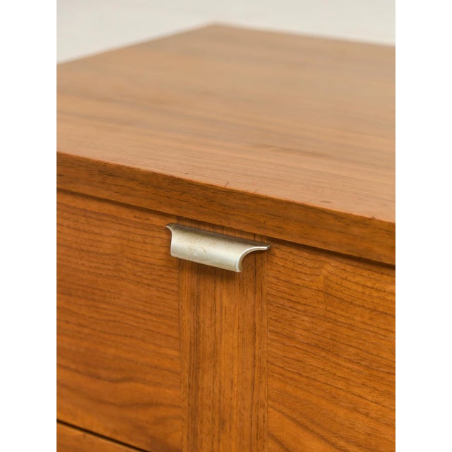 Wood Mid 20th Century Six Drawer Walnut Dresser With Curved Metal Drawer Pulls For Sale - Image 7 of 12