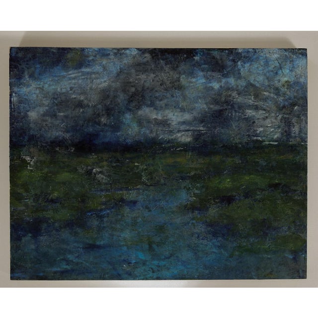 Wood Early 21st Century Plein Air Impressionist Moody Wetlands Landscape Painting For Sale - Image 7 of 8