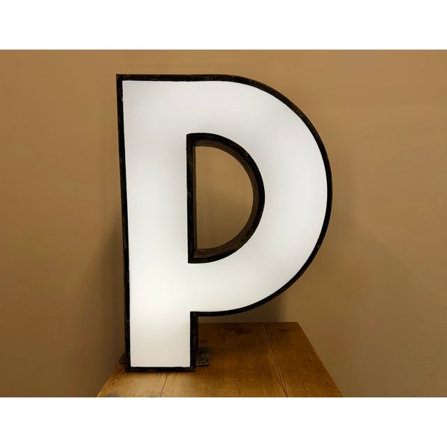 Large Vintage Illuminated Advertising Letter P, 1960s For Sale - Image 15 of 17
