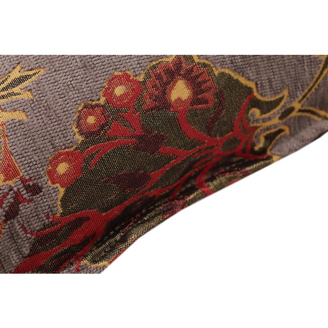 Boho Chic Turkish Tulip Chenille Gray Red Decorative Throw Pillow - a Pair For Sale In New York - Image 6 of 7