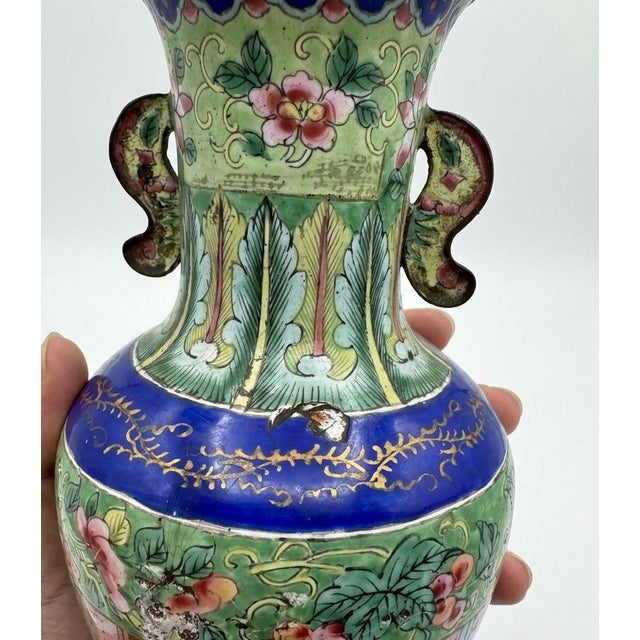 Late 19th Century Antique 19th Century Chinese Canton Enamel Vases For Sale - Image 5 of 11