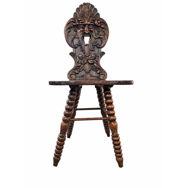 Swiss Alpine Hall Chair in Hardwood, 1930s For Sale - Image 6 of 8