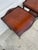 Brown Pair of Vintage Hepplewhite Style Mahogany Side Tables With Pierced Galleries and Lower Shelves For Sale - Image 8 of 12