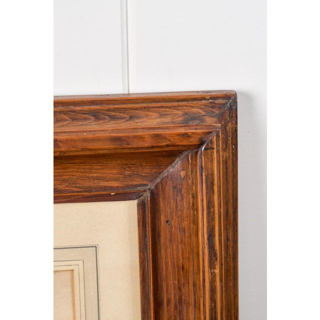 Paint Original 19th Century Gauche + Watercolor Harbor Scene in Chunky Oak Frame For Sale - Image 7 of 8