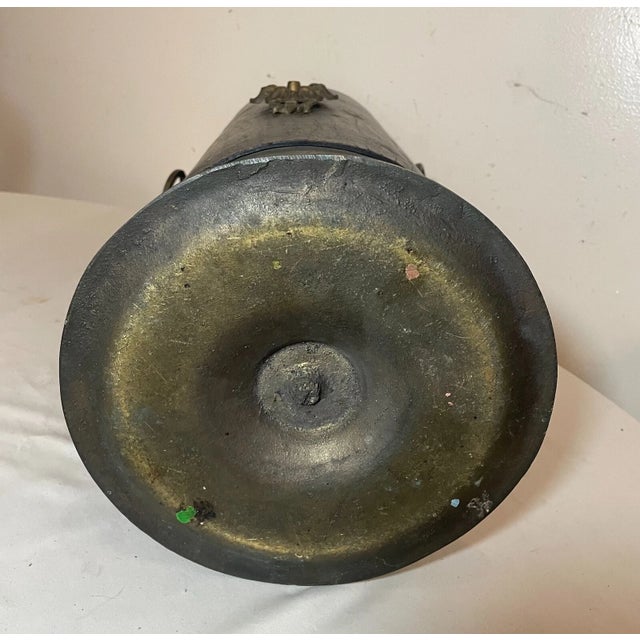 Antique Early 1800's Leather Wrapped Bronze Footed Umbrella Cane Holder Stand For Sale - Image 11 of 12