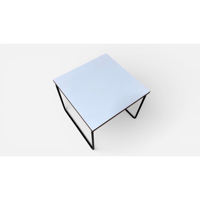 Volante table in laminate with metal legs by Pierre Guariche for Steiner. No label present.