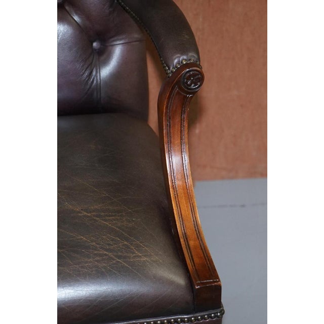 George II Gainsborough Carver Chesterfield Leather Armchair with Claw and Ball Feet For Sale - Image 9 of 18