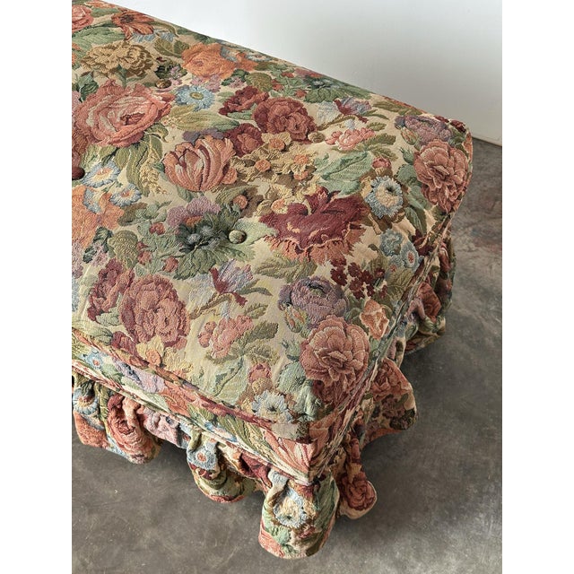 Floral Jacquard Tapestry Skirted Tufted Ottoman, 1980s For Sale - Image 13 of 13