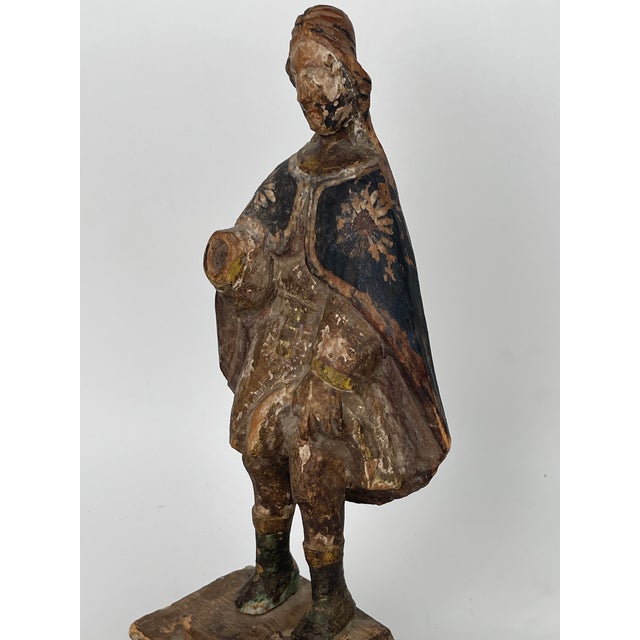 Italian A 17th Century Italian Carved Wood Sculpture of Saint Roch For Sale - Image 3 of 7