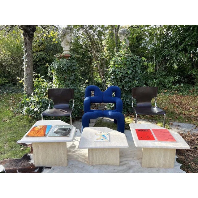 Mid-Century Modern Italian Cream Travertine Nesting Tables, 1970s, Set of 3 For Sale - Image 3 of 10