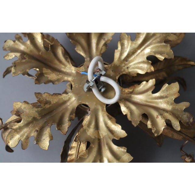 1980s Golden Floral Ceiling Lamp by Hans Kögel, 1980s For Sale - Image 5 of 10