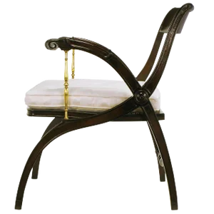 Mahogany and Brass Open-Back Armchair