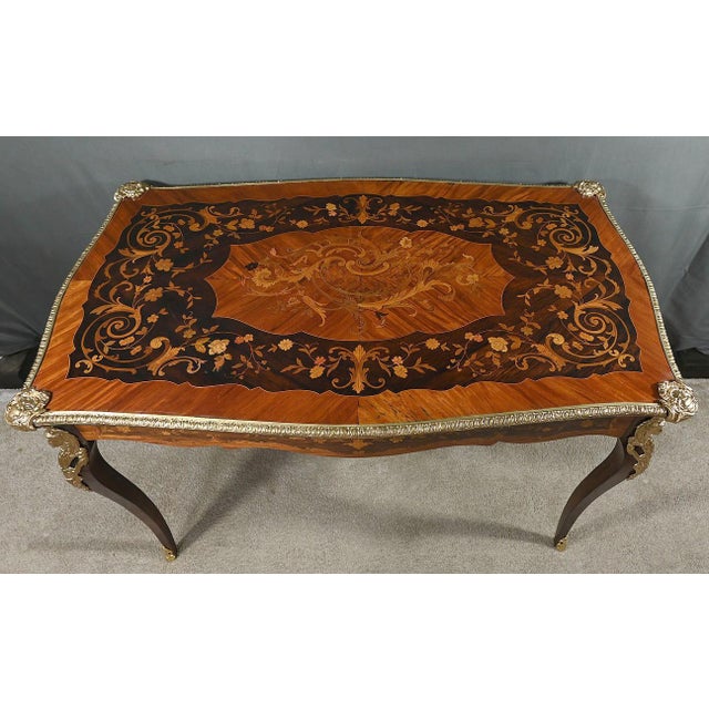 Marquetry Desk Table, Late 19th Century For Sale - Image 5 of 18